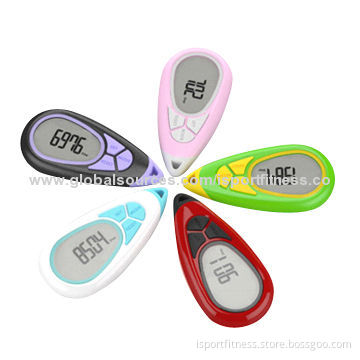 Hot Sell Digital Pedometers with Rubber Buttons, Supports 12/24-hour Display Format